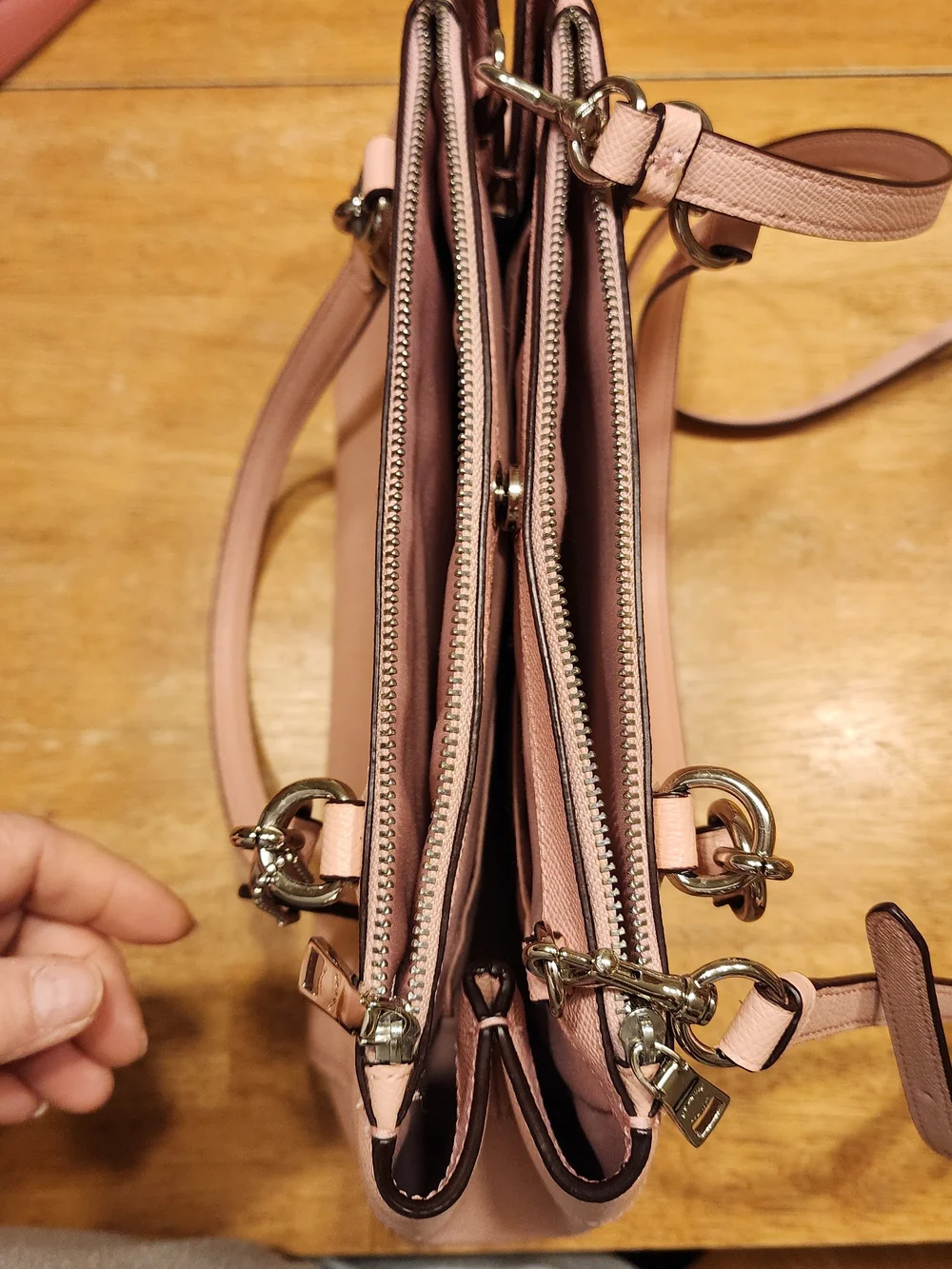 Coach Brooke Carryall Satchel in blush pink crossgrain leather, silver Hardware